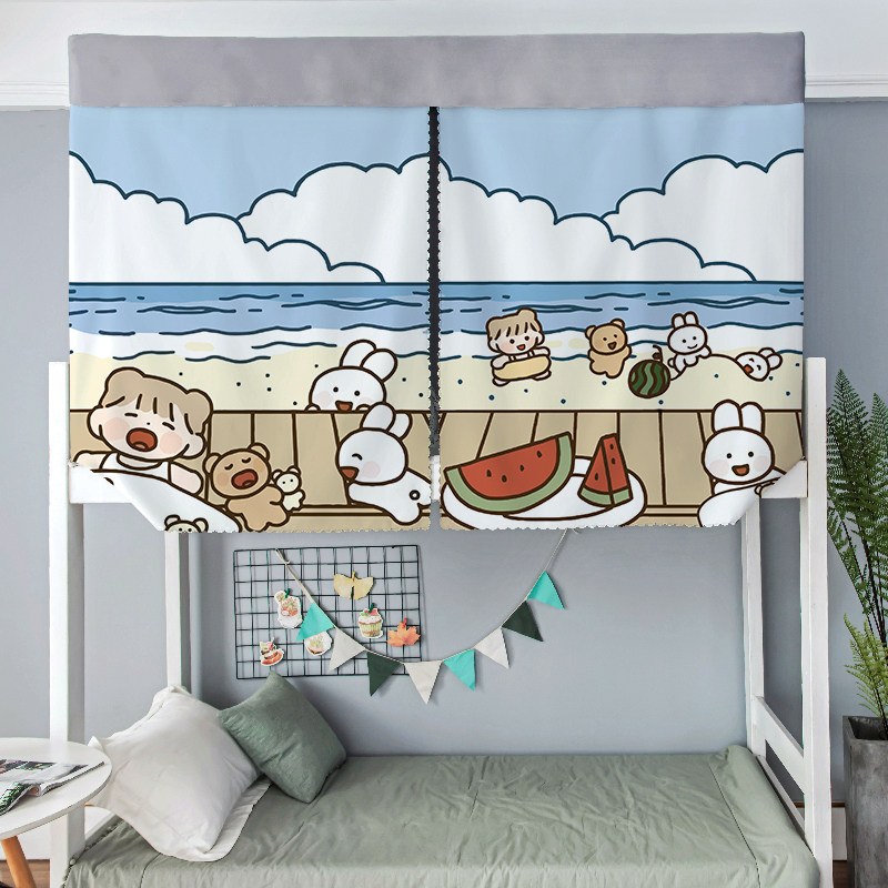 Student Dormitory Bed Curtain Underlaid Woman Shading Upper Buns College Dorm Room With Thickened Cartoon Curtain holiday