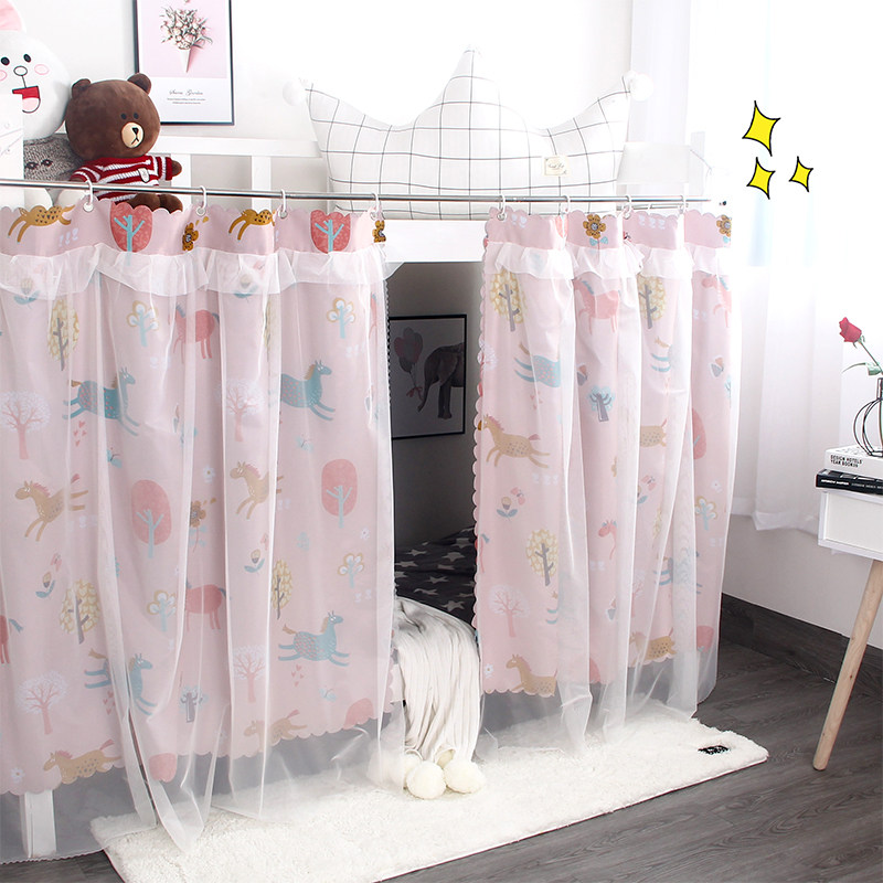 Student Dormitory Beds Curtain down Strong Shading Teen upper spread Thickening Cute Cartoon Ins Wind College Dorm Room Curtain