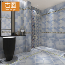 Kitchen antique tiles Bathroom floor tiles Non-slip wear-resistant toilet floor tiles 300X300 lattice bathroom tiles