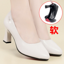 High heels leather soft bottom womens shoes 2021 Spring and Autumn new elderly single shoes non-slip leather shoes comfortable mother shoes