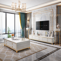 Italian light luxury tea table TV cabinet combination modern living room simple small apartment square painted metal side cabinet furniture
