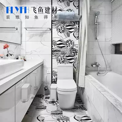 Nordic powder room tile black and white flower brick plant hexagonal brick kitchen minimalist modern balcony hexagonal wall brick