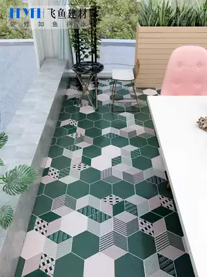 Nordic style tiles Background wall Metal glaze hexagonal tiles Kitchen powder room balcony toilet hexagonal non-slip floor tiles