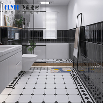 Fa-style retro black and white small flower brick bathroom Kitchen Toilet Apron Edge Parquet floor Balcony Aisle Genguan Tile