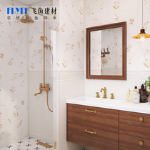 French retro bathroom wainscot tiles cream style embroidered cat tiles bathroom toilet kitchen wall and floor tiles