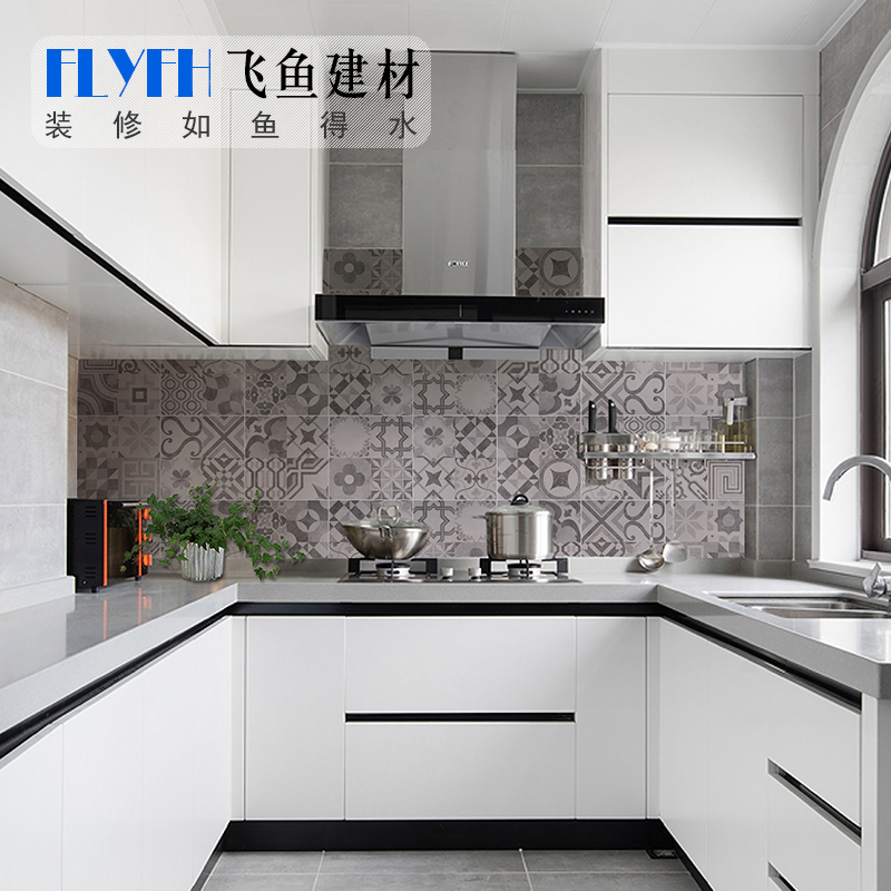 Kitchen bathroom background wall tile dark gray cement brick antique brick non-slip floor brick cement tile 300