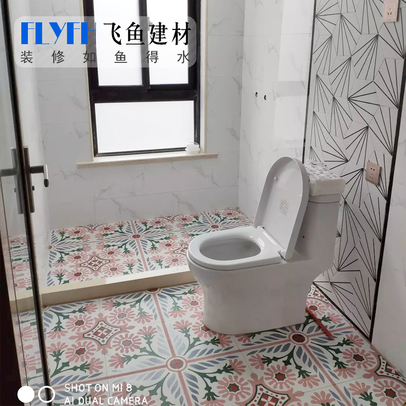 Toilet vintage tiles ins Wind cute pink little flower tiles 300x300 kitchen toilet wall tiles balcony floor tiles