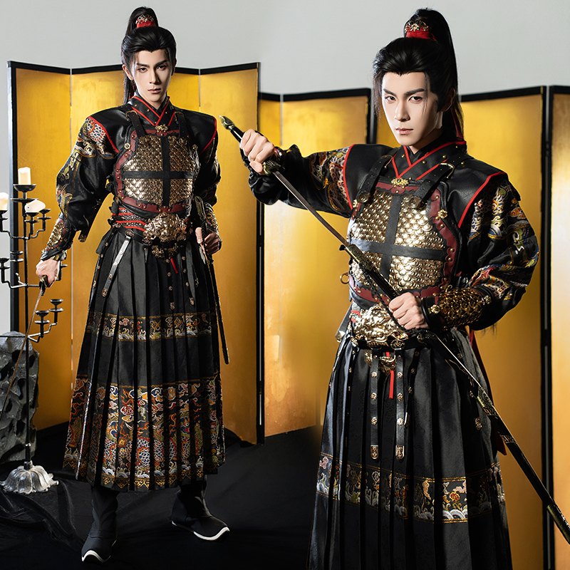 Zhi Jin Feiyu Costume Cosplay Armor, Stainless Steel Split Armor, Thickened with Fleece, Large Fur Collar, Mink Cloak
