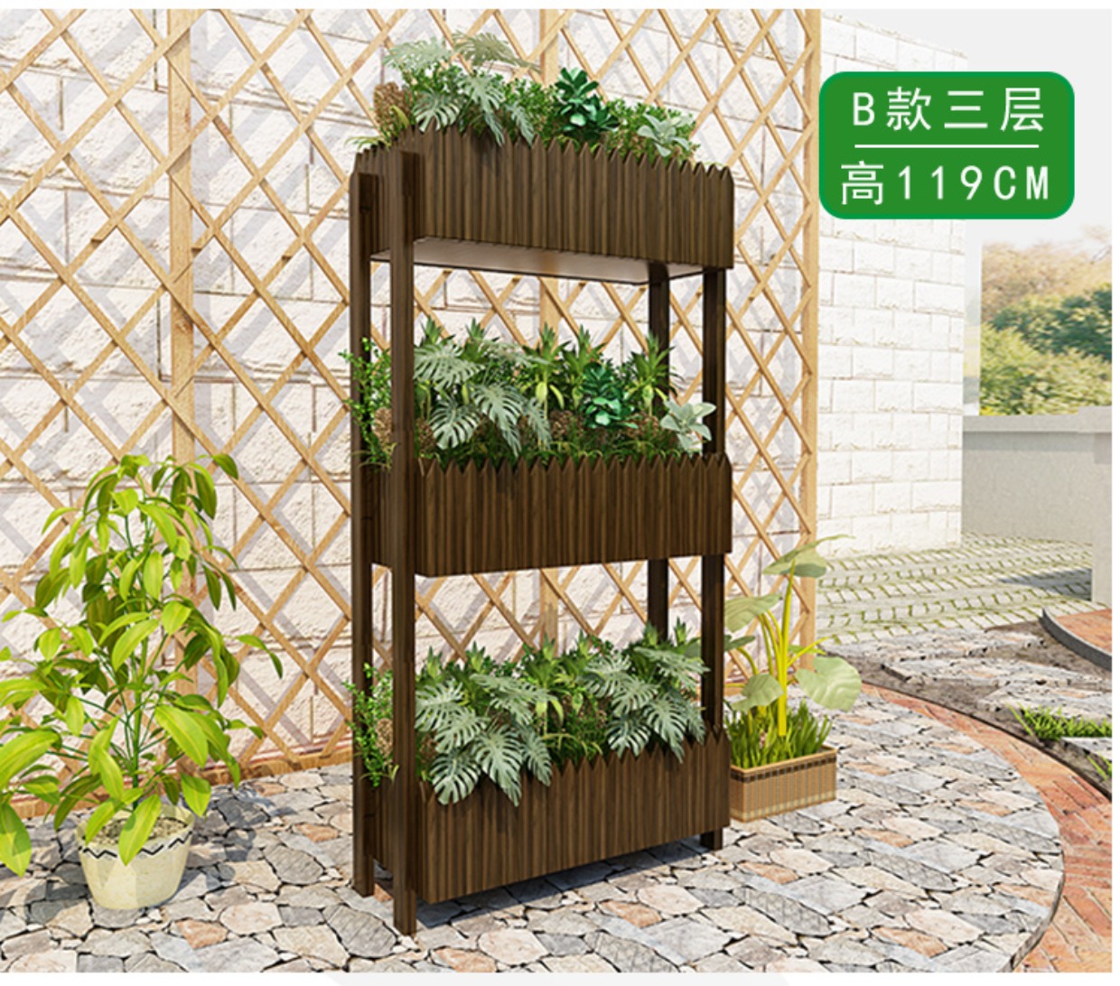 Gỗ rắn nhiều tầng ban công trồng chậu gia đình trong nhà sàn chậu hoa mặt đất bằng gỗ hộp hoa đứng - Kệ kệ để sách treo tường