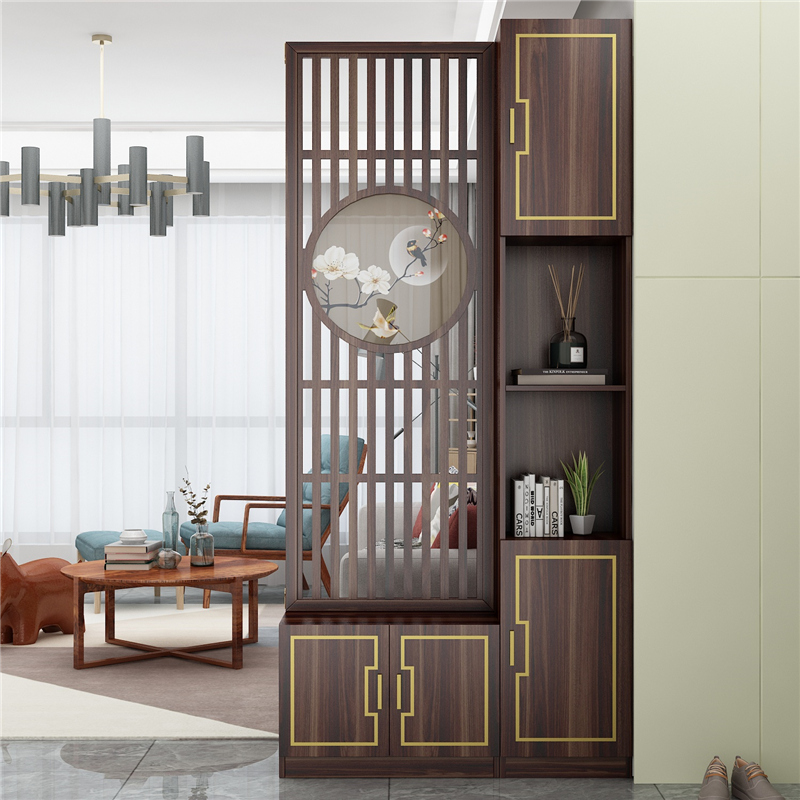 Partition porch cabinet shoe cabinet integrated new Chinese style screen living room classical entry door entry home door light luxury solid wood