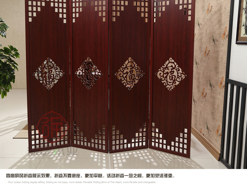 Vách ngăn thời trang phòng khách hiện đại phong cách Trung Quốc đơn giản gấp màn hình phòng ngủ retro di chuyển hai mặt gỗ rắn đẹp - Màn hình / Cửa sổ vách ngăn phòng thờ bằng gỗ