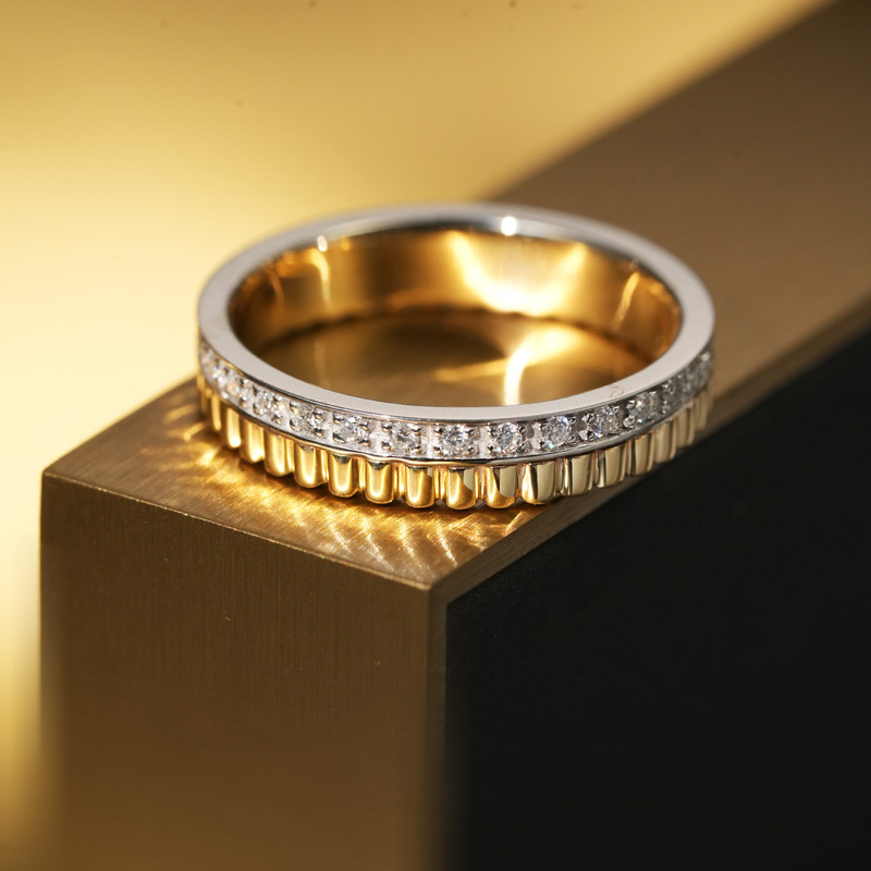 Earthly Jewelry｜The Ultimate Substitute｜Satin Ring, 9K Gold Cultivated Diamond 18K Gold Diamond Satin Ring