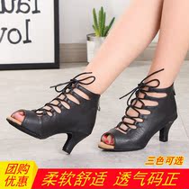 Latin dance shoes Ladies in mid-year High heel Soft Bottom Morden State Friendship Dance Shoes Square Dancing outdoor Four Seasons