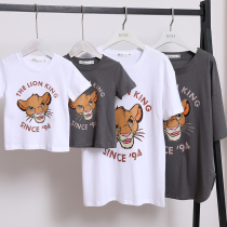 Lion King Parent-Child Dress Summer 2021 New Tide One Family Three Four Mother Womens Wear Size Western Style Short Sleeve T-shirt