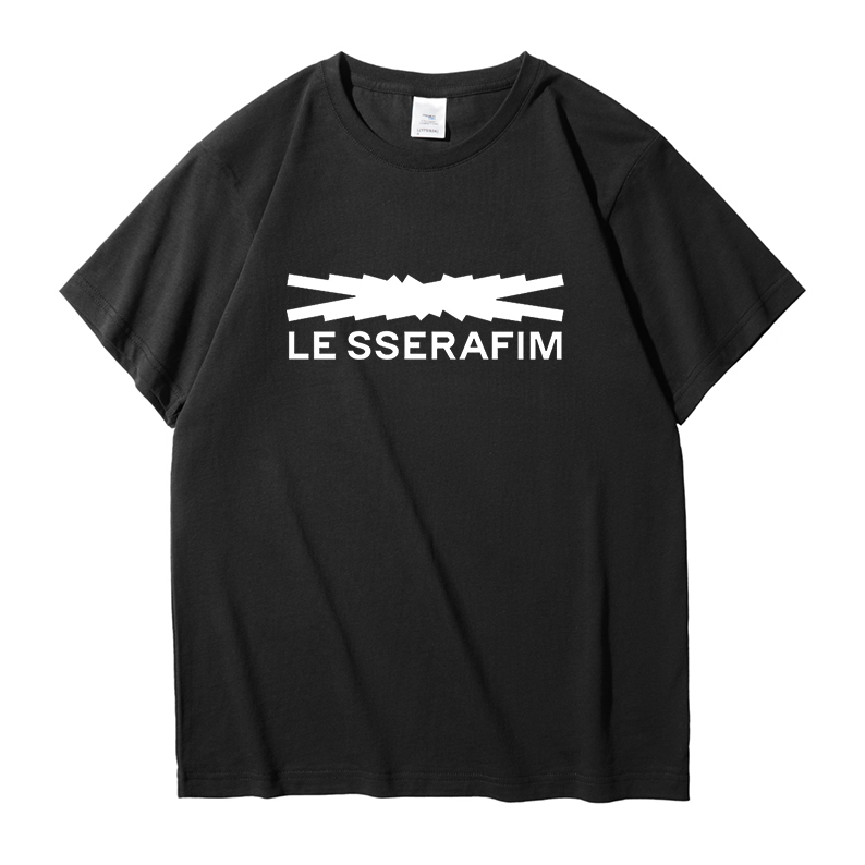 Lesserafim Merchandise T-Shirt Kim Chae-Yeon, Miyuki Miyake, Lee Jong-In, Kim Yoon-Jeong Same Style Pure Cotton Loose Round Neck Short Sleeve Lesserafim Merchandise T-Shirt Kim Chae-Yeon, Miyuki Miyake, Lee Jong-In, Kim Yoon-Jeong Same Style Pure Cotton Loose Round Neck Short Sleeve