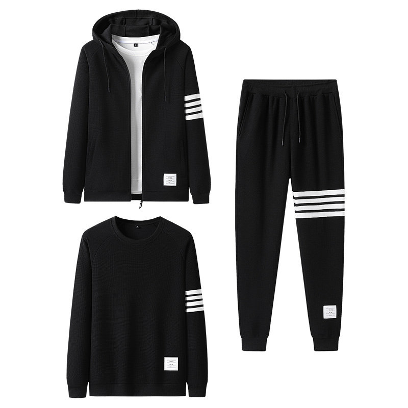 Waffle tb sweater suit men's four-bar 2022 spring and autumn cardigan loose tide ins sports casual long pants