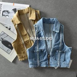 ເດັກຍິງຮ້ອນ elastic denim vest ເທິງຂອງແມ່ຍິງນອກໃສ່ trendy summer ຕ່ໍາຕັດ sexy ສາຍອອກແບບສັ້ນ vest