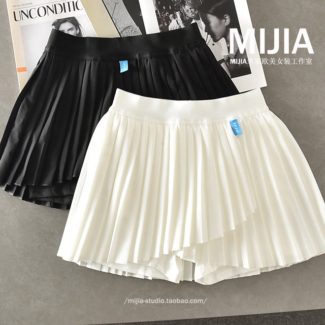 Women's irregular sports short pleated skirt