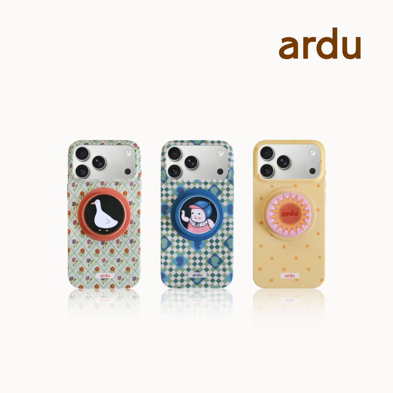 Ardu《Retro Signal》Duck Grape Avatar Sun Cartoon Magnetic Phone Case Cute Anti-Fall Protective Case Universal Magnetic Stand Suitable for Apple Iphone17Pm/16P