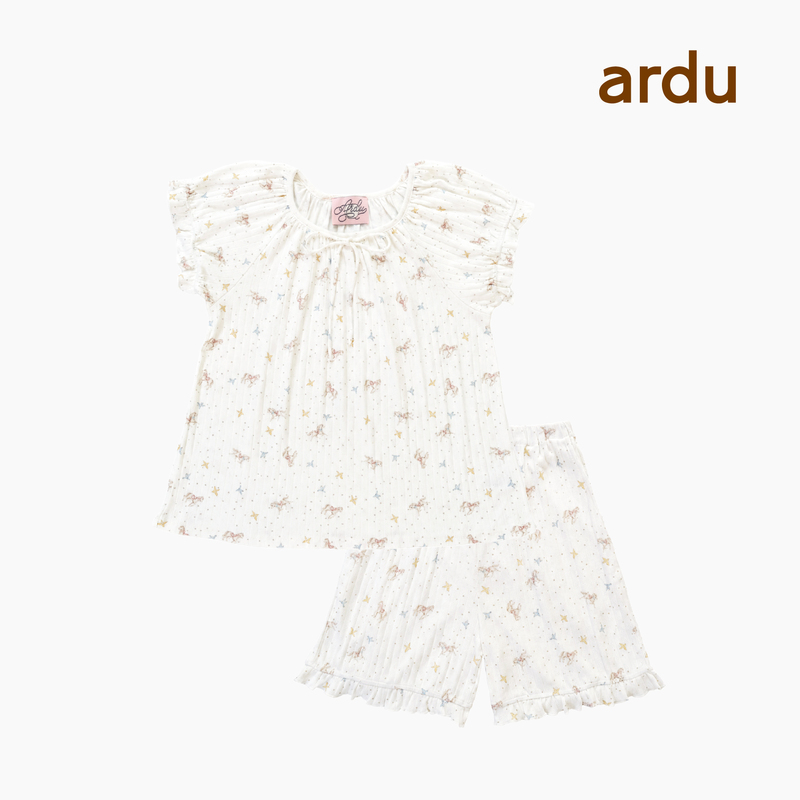 Ardu's Spring and Summer Baby Cotton Soft and Cute Girl's Short-Sleeve Homewear Pajama Set