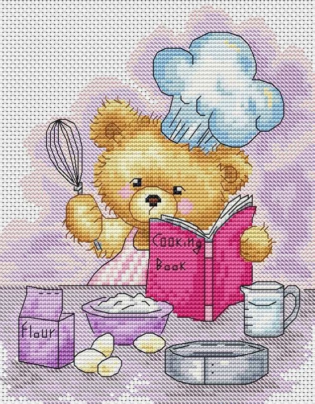 Cầu vồng thêu Quảng trường chính hãng DMC cross stitch từ phù hợp với mảnh dễ thương gấu đầu bếp - Bộ dụng cụ thêu khăn tay thêu hoa