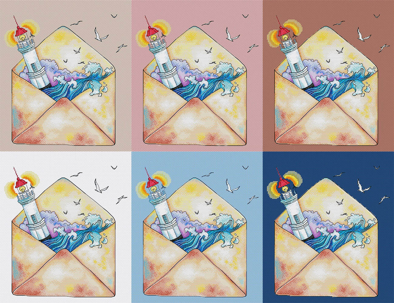 Cầu vồng thêu Quảng trường chính hãng DMC cross stitch từ phù hợp với mảnh trong phong bì biển - Bộ dụng cụ thêu mẫu tranh thêu