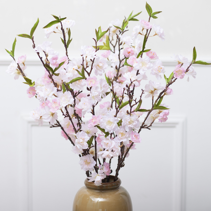 High simulation cherry blossom branch decoration bouquet indoor and outdoor large-scale craft decoration silk flower fake flower dining table shooting props