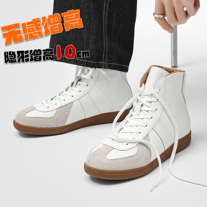 Genuine Leather Retro High-Top German Training Shoes, Goodyear Leather Boots, Commuter Sneakers, Trendy, with Internal Height Increase of 10Cm/8Cm, Lightweight and Casual Genuine Leather Retro High-Top German Training Shoes, Goodyear Leather Boots, Commuter Sneakers, Trendy, with Internal Height Increase of 10Cm/8Cm, Lightweight and Casual