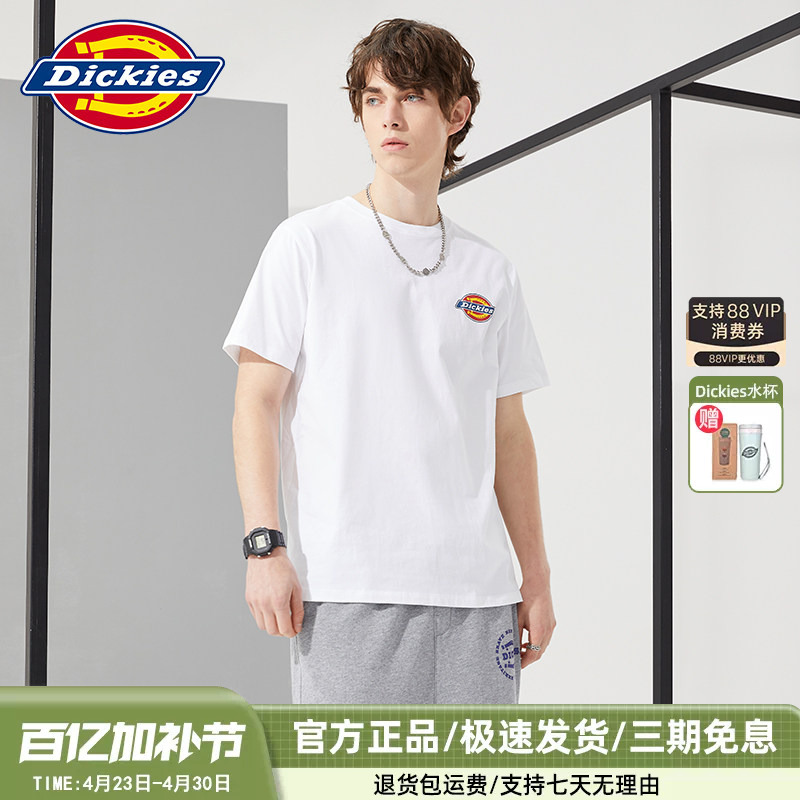 Dickies Couple Short-Sleeved T-Shirt for Men, Spring and Summer New Style, Printed, Loose, Casual, Versatile, All-Cotton Dickies Top for Women