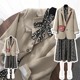 Spring 2022 high-end gray-brown lace-up floral dress British style age-reducing niche suit two-piece women