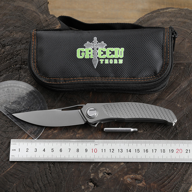 Green Thorn Folding Knife Mini Quantum M390 Blade Tc4 Titanium Alloy Handle Outdoor Portable Multifunctional Edc Tool