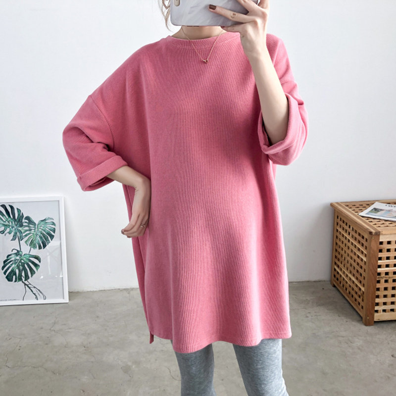 Large size pregnant woman Spring and autumn clothing 2021 Fashion Suits 100 hitch cotton T Korean version Boomers Loose Explicit skinny blouses