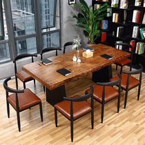 Nordic Solid Wood Talks Table Designer Desk Chair Combination Log Tea Table Bench Small Meeting Table Long Table