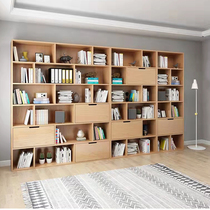 Nordic solid wood bookcase integrated by wall Shelves Shelve shelves Home large cupboard Display Cabinet Living Room Containing Cabinet Floor