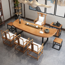 New Chinese solid wood tea table office Modern minimalist Gongfu Tea House zen tea room tea table and chair combined furniture