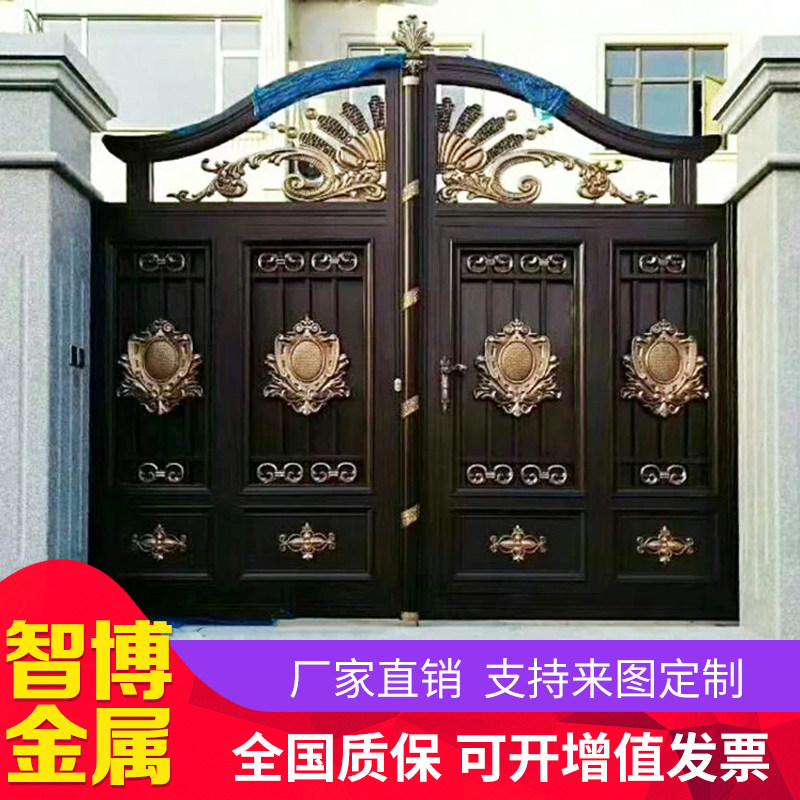 Aluminum Art Villa Doors Home Aluminum Alloy Walls Doors European-style Cast Aluminum Courtyard Gateway Exterior Doors Open Doors