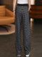 Summer Thin Retro Lace Summer Plaid Wide Leg Pants 2026 Women's New High Waist Loose Straight Casual Pants