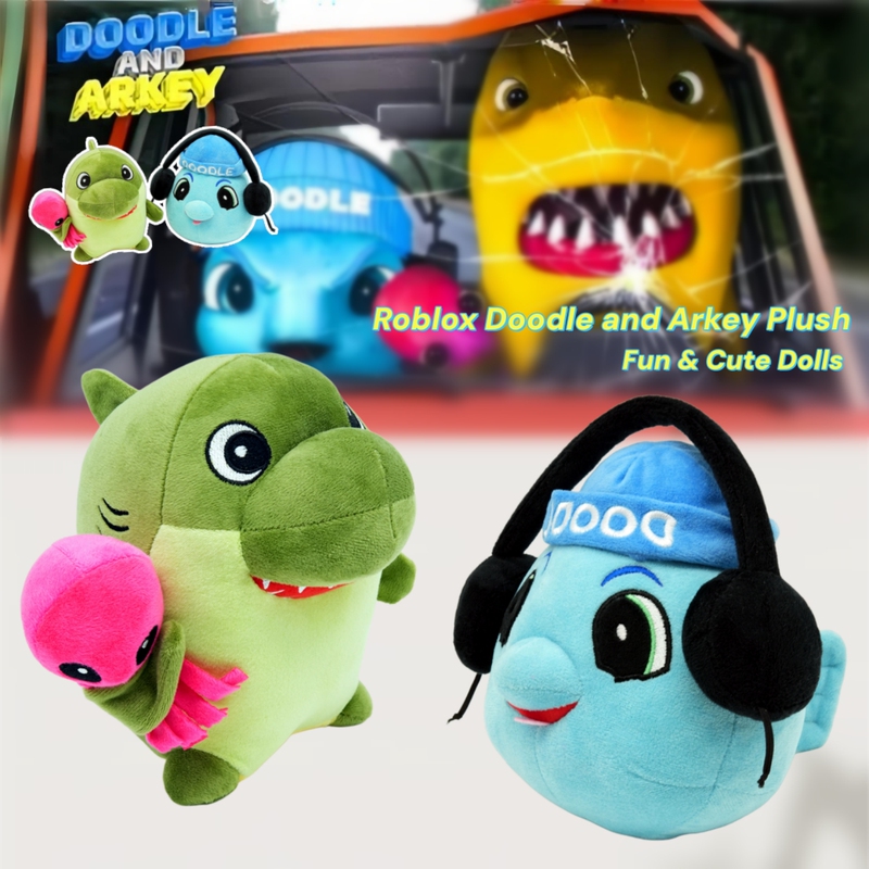 New Roblox Doodle and Arkey Plush Toys Pufferfish and Shark Dolls Kidsren's Gifts