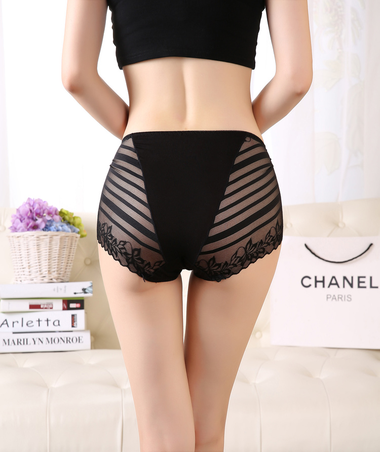 Kích thước lớn đồ lót nữ chất béo mm ren đồ lót eo cao chất béo mỏng chị trung eo ladies sexy lưới tóm tắt minh bạch