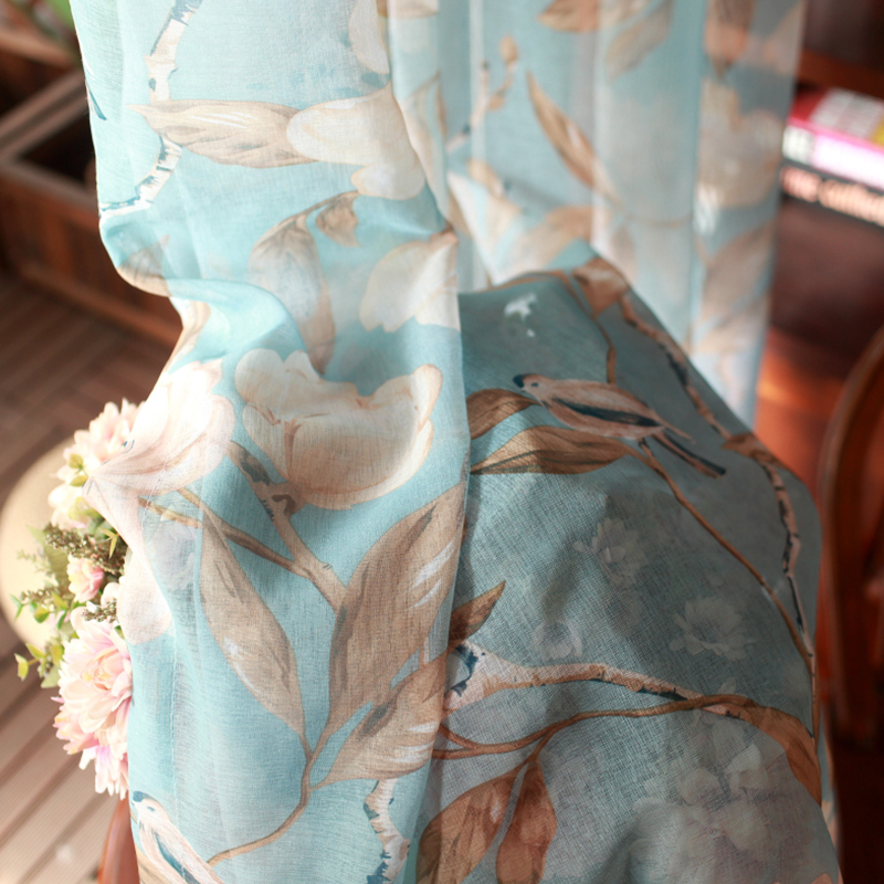 Customized American pastoral semi-shading custom curtains and gauze curtains Finished living room bedroom bay window curtains Nia