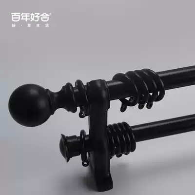 Deyu curtain rod Roman rod Black single rod double rod Nordic simple thickened curtain track balcony silent pulley