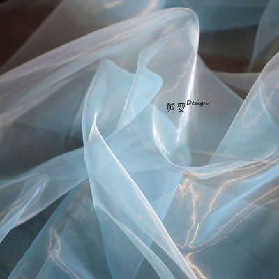 Shuiguang Organza transparent thin soft mesh fabric for wedding dresses, designer fabric, Hanfu ceremonial clothing, high-end dress fabric