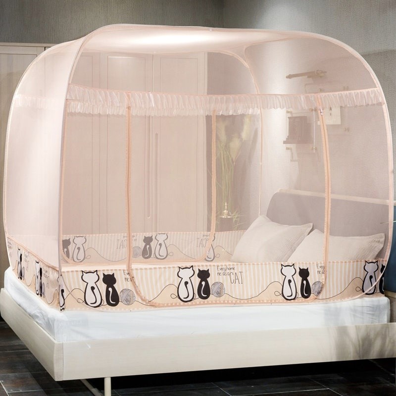 2018 mới ba cửa vuông yurt muỗi 1,5m1,8m giường đôi hộ gia đình lắp đặt dây kéo các kiểu mùng ngủ đẹp