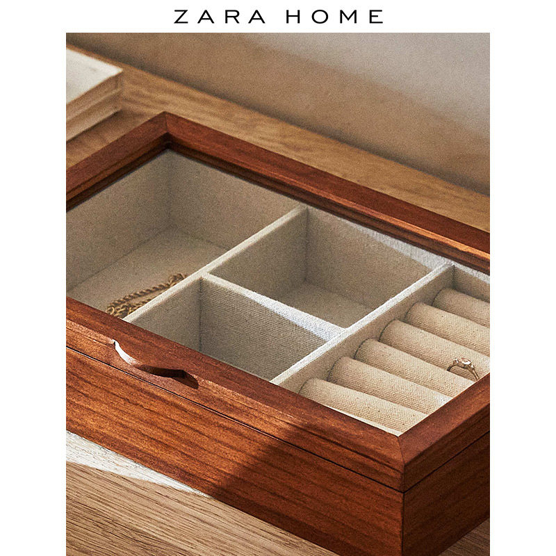 Zara Home Vintage Jewelry Necklace Ring Jewelry Box Wooden Storage Box Large Capacity 47161452700