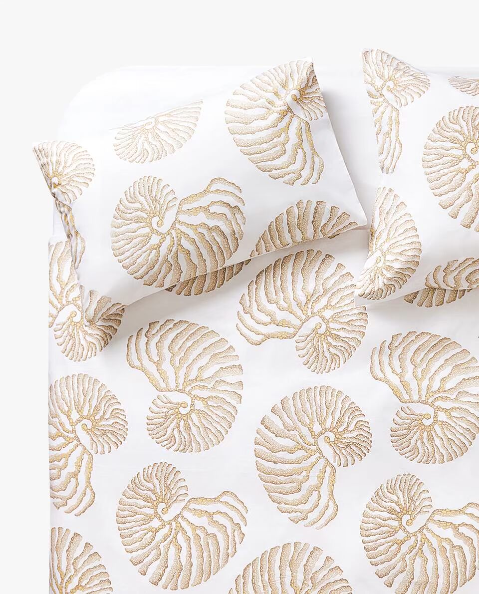 Zara Home Kiểu nhà Bắc Âu đơn giản tươi và tinh tế in hóa thạch chăn đơn mảnh 47057088999 - Quilt Covers chăn sưởi điện