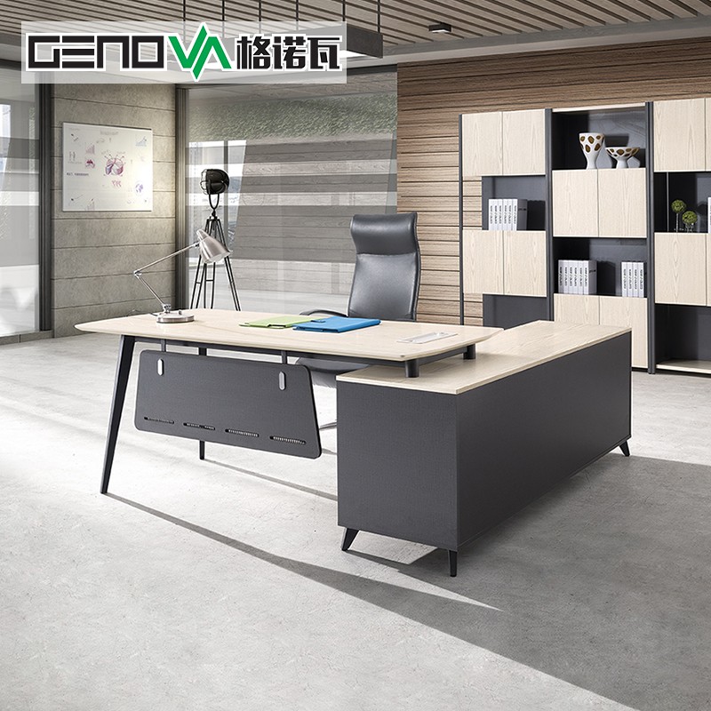 Genova boss table white oak manager table modern minimalist supervisor table steel frame executive desk executive desk desk