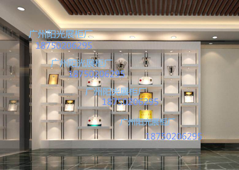 Company certificate certificate trophy display cabinet display window wooden paint with flashing light shoes bag showcase display rack