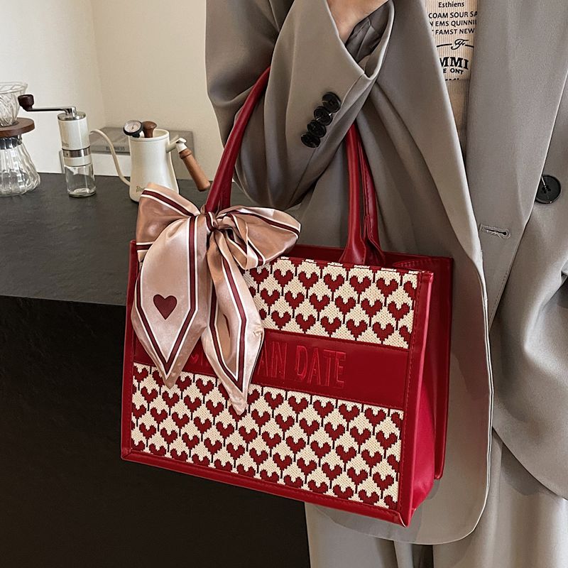 Red Bag Wedding Bag Bridal Bag Women's Daily Use Large Capacity 2025 New Tote Bag Single Shoulder Large Bag