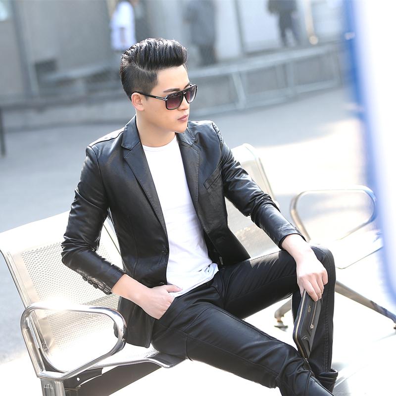 New Hainen genuine leather clothes men's spring and autumn sheep leather small Western-style jacket locomotive clothes ruffling handsome and soft leather jacket tide