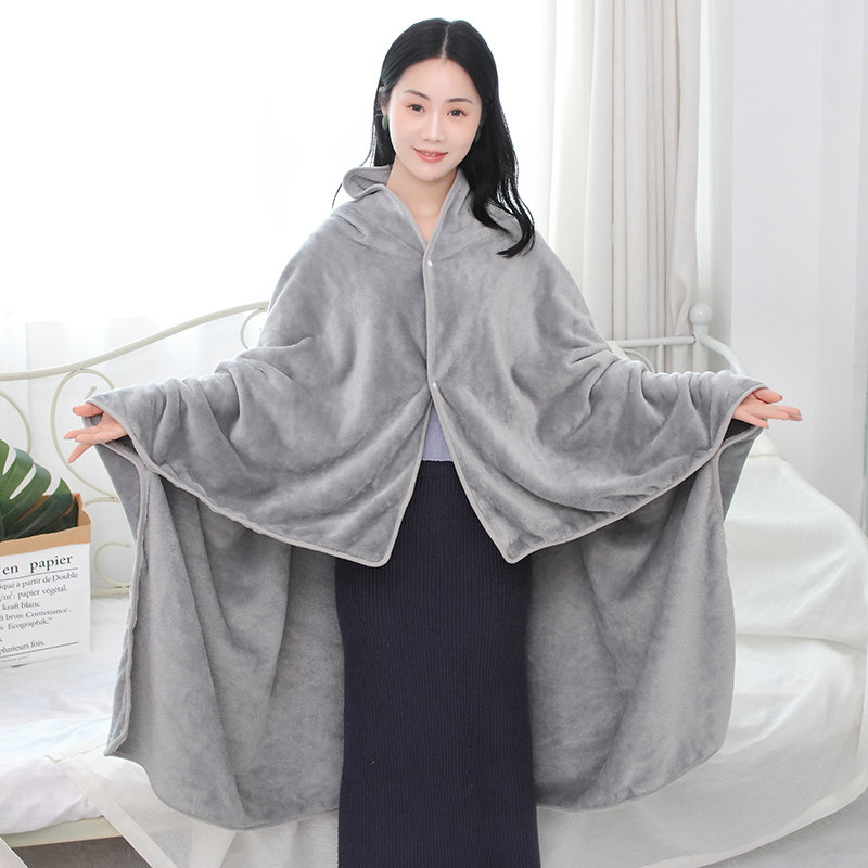 Thickened home cloak lazy blanket lunch break shawl cloak spring and autumn students cute cartoon multi-kinetic blanket baby blanket